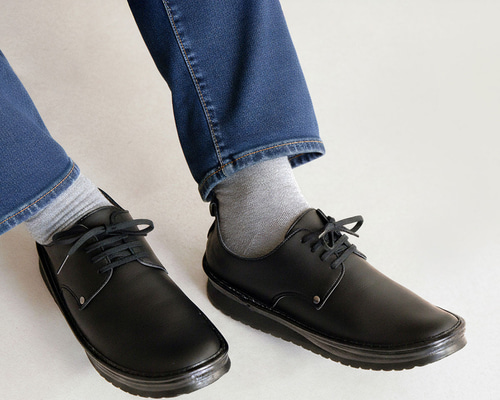 素足のような快適さ♪ メンズ レースアップシューズ ウエッジヒール