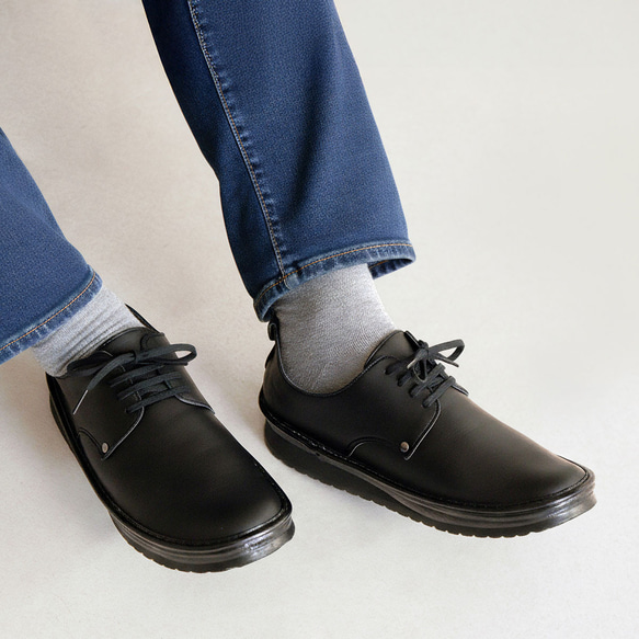 素足のような快適さ♪ メンズ レースアップシューズ ウエッジヒール