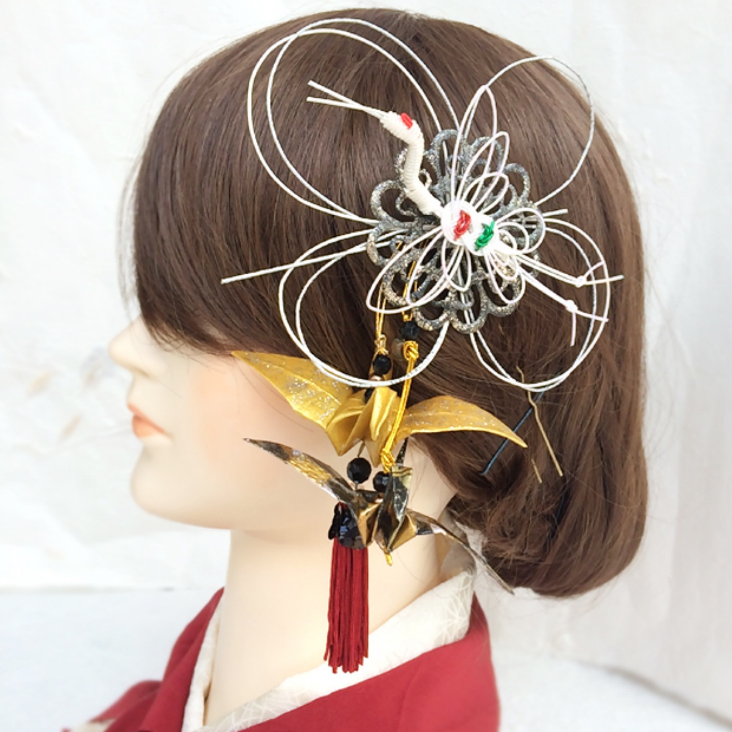 ヘッドドレス　着物リメイク 縁-EN-大正ロマン（あご紐付き）　七五三