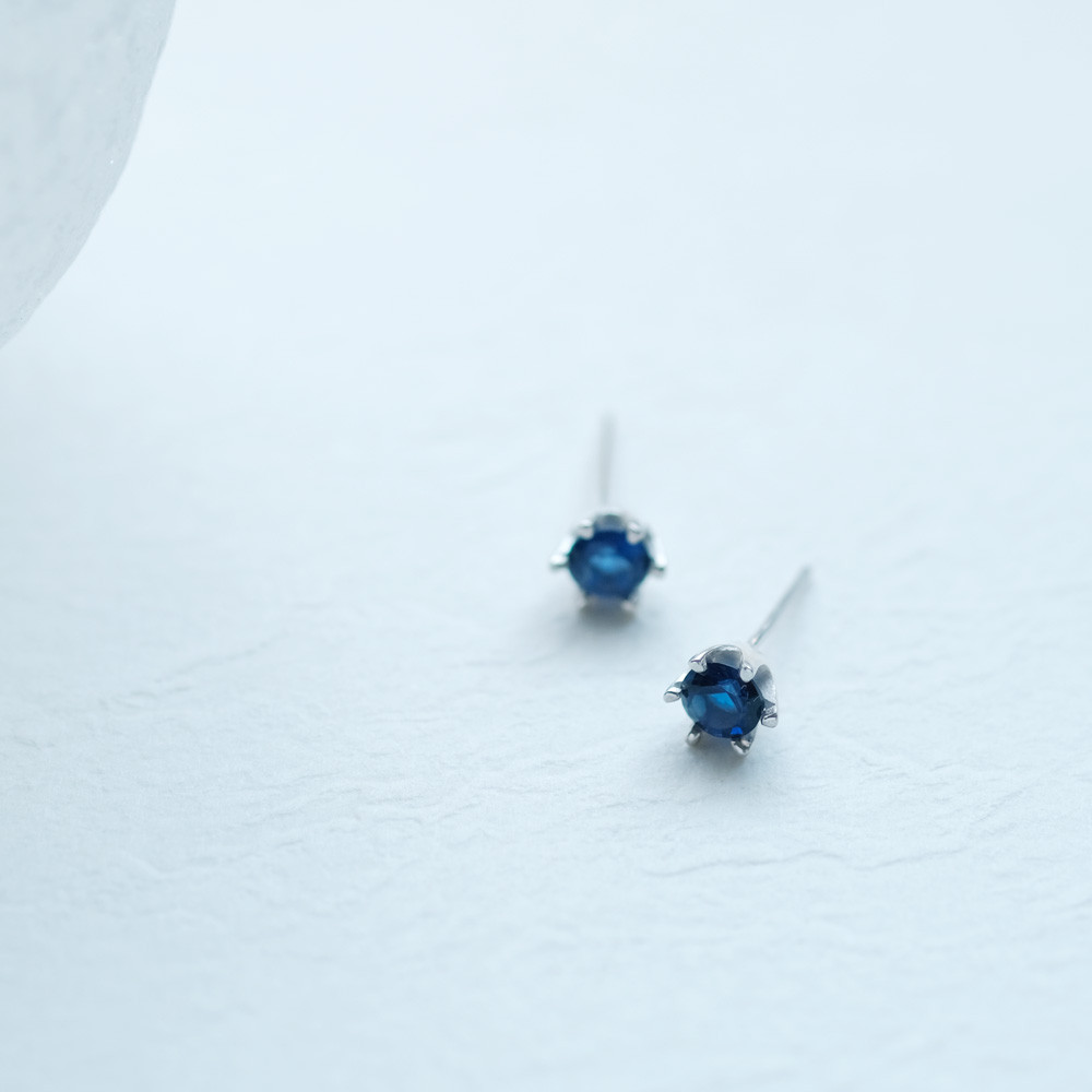 サファイア 6本爪 ピアス イヤリング シルバー925