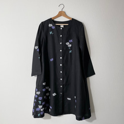 亞麻外套連衣裙黑色&lt;小菊&gt; 第7張的照片