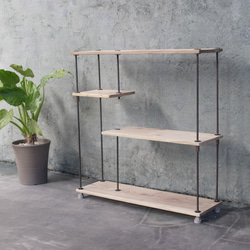 【即納＆送料無料】wood iron shelf 620*600*180〈サンドカラー〉 1枚目の画像