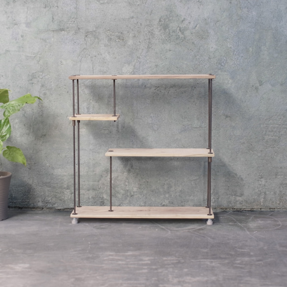 【即納＆送料無料】wood iron shelf 620*600*180〈サンドカラー〉 2枚目の画像