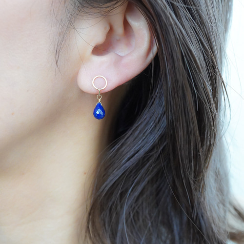 14kgf/ラピスラズリのピアス(イヤリング)チャーム【9・12月の誕生石