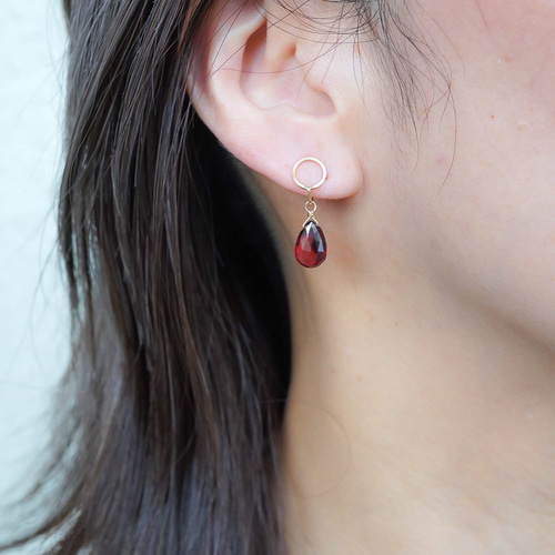 14kgf/ガーネットのピアス(イヤリング)チャーム【1月の誕生石】 その他