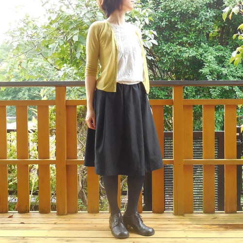 受注【綿ﾂｲﾙ】タック ミディ丈スカート L-63 ｳｴｽﾄｺﾞﾑ フレア