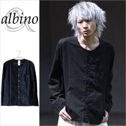特別オファー カットオフ×ワッシャー加工ノーカラーシャツ 通販 albino シャツ ジャケット・アウター