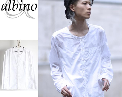 whiz limited ウール シワ加工 カットオフ ノーカラー ジャケット カットオフ×ワッシャー加工ノーカラーシャツ シャツ albino 通販