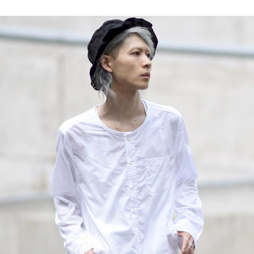 カットオフ×ワッシャー加工ノーカラーシャツ シャツ albino 通販