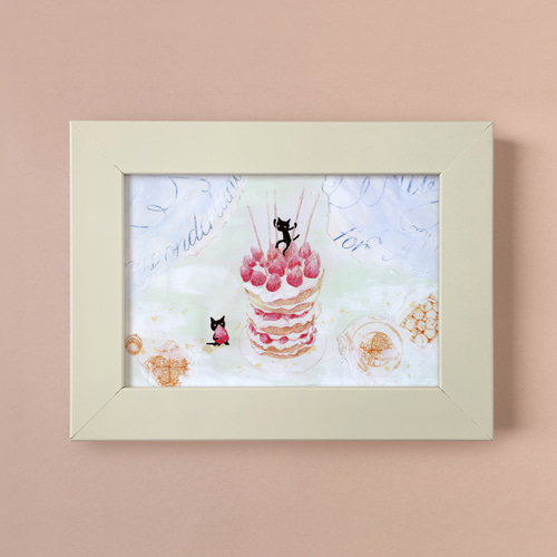 猫とパンケーキ」 額入りイラスト イラスト ギャラリーしろくま 通販