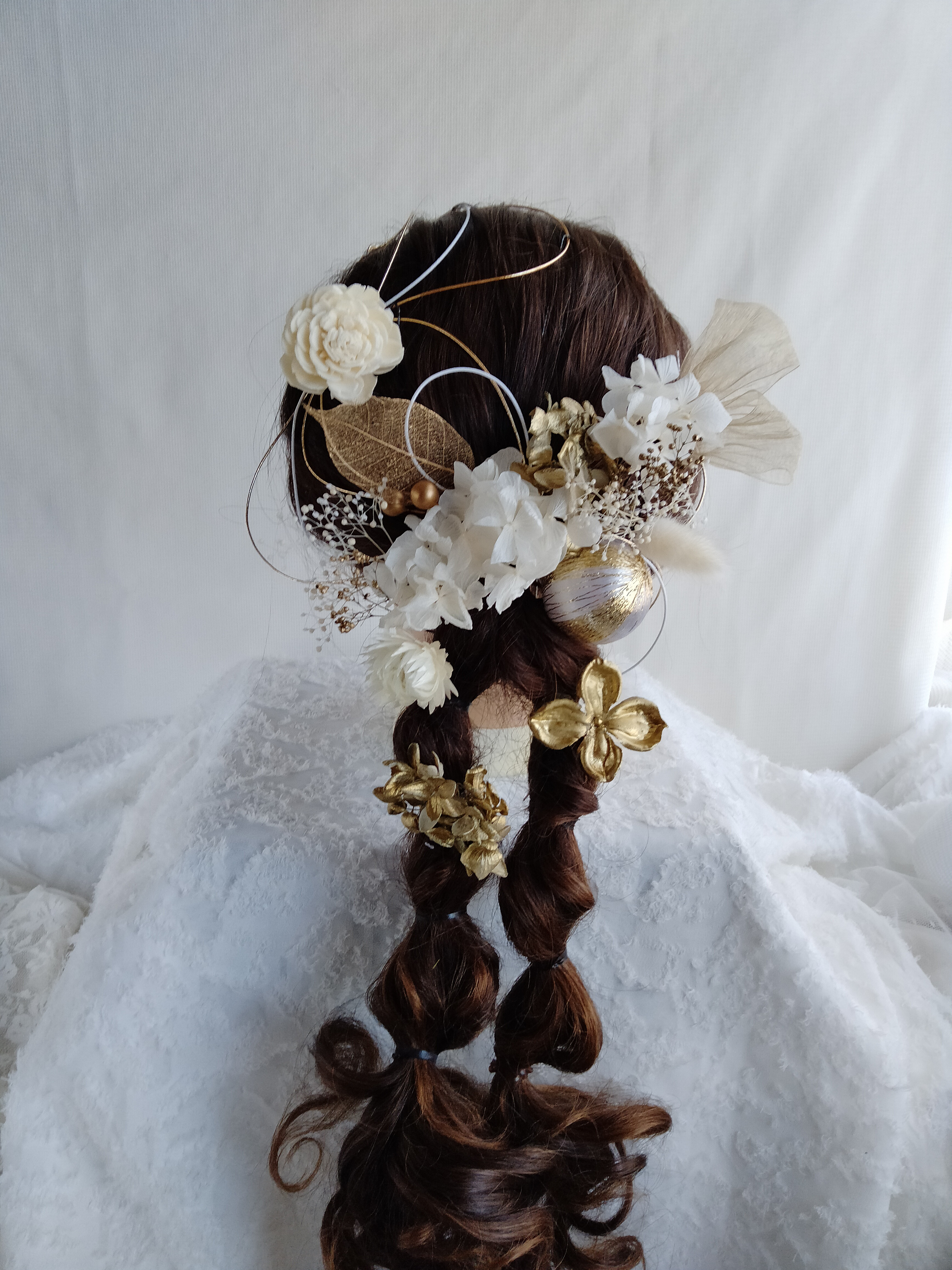 ツインテール　ツイン団子　ツインアレンジ　編みおろし　編みおろしアレンジ 　オーガンジーリボン　リボン　卒業式　成人式 5,920円