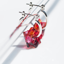 玻璃經紗「Warp [Rouge]」圈形耳環/耳環 [可選擇金屬配件] [客製] ≪免運費≫ 第3張的照片