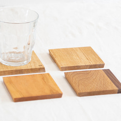 【送料無料】コースター 木製 しかく 正方形 四角 スクエア 無垢材 北欧 韓国 カフェ インテリア キッチン 道具 1枚目の画像