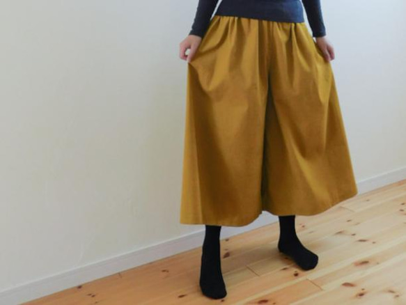 [19色展開]＊秋冬定番! 軽やか起毛コットン＊コーデュロイのガウチョパンツ 13枚目の画像