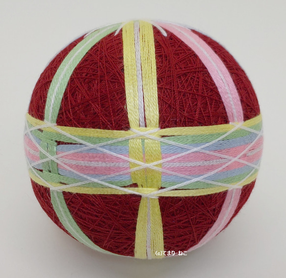 Temari“Amedama”紅地6cm Temari Temari Temari 第3張的照片