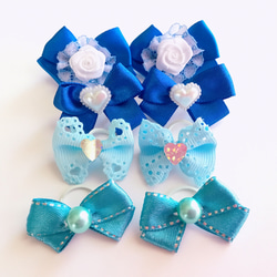 わんちゃん用リボンヘアゴム8個4組☆10033 ペット服