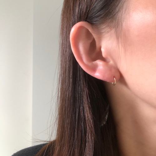 La Brillante】14kgf 8㎜ シンプルキャッチレスフープピアス