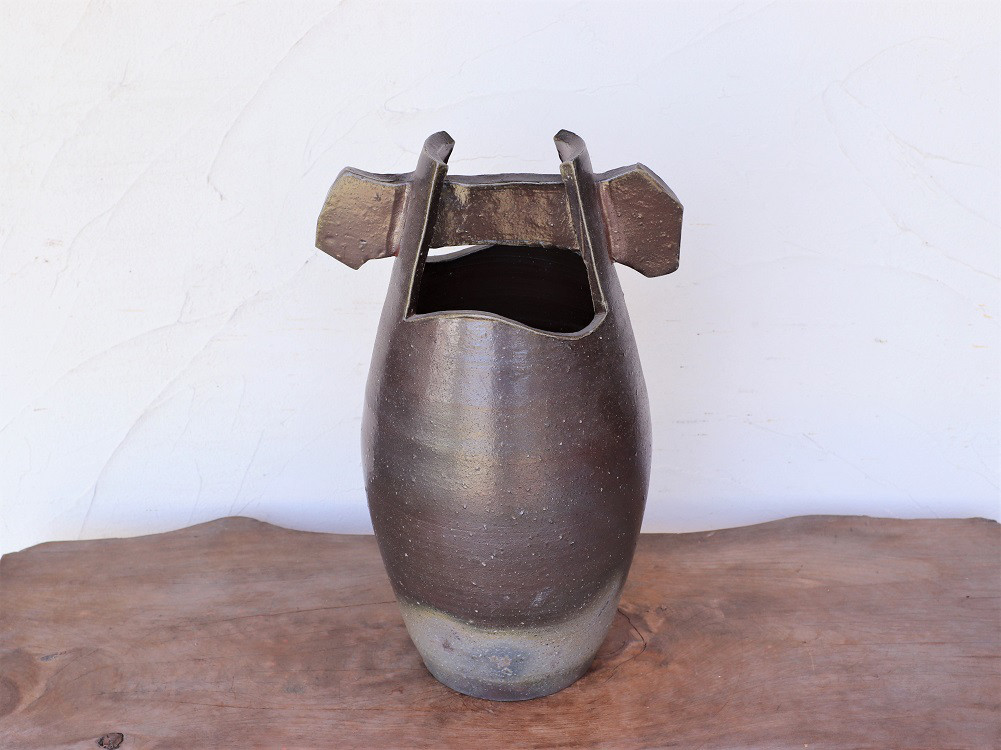 備前焼 手桶花入れ（35.7cm) h3-019 24,090円