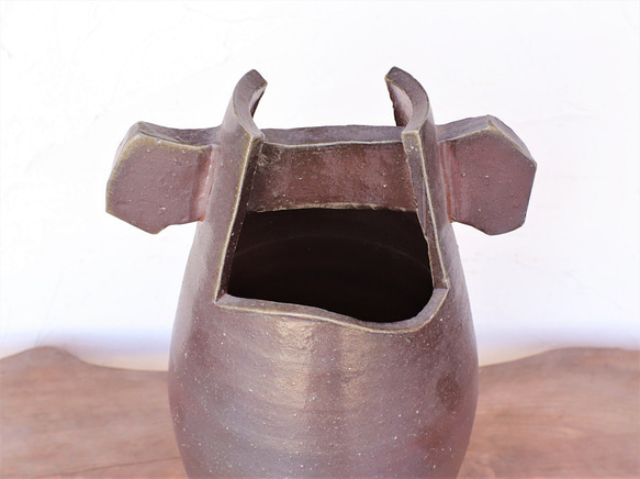 備前陶器花瓶 (35.7cm) h3-019 第3張的照片