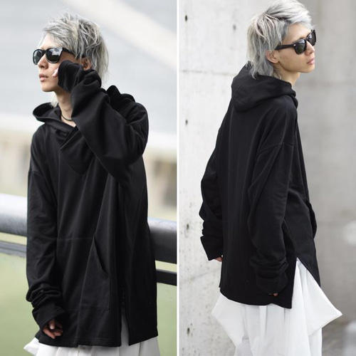 クロスVネックルーズスリーブビッグパーカー パーカー albino