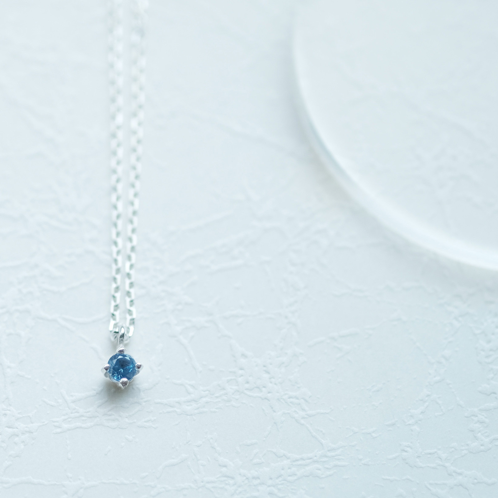 一粒 アクアマリン ネックレス シルバー925