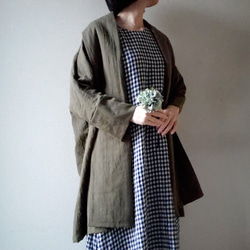 〈全14色〉ふわふわ軽くて柔らかい肌触り❤️Double gauze  long cardigan　松葉色　 3枚目の画像