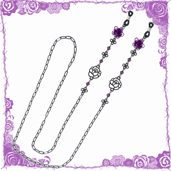 ゴシック・パンク・ゴスロリヴィジュアル系薔薇の眼鏡チェーン、グラス