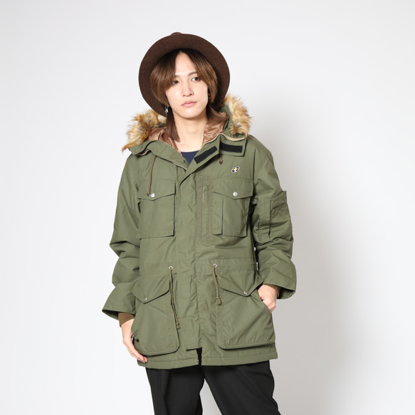 中綿アウター（レコードワッペン） カーキ Mサイズ WATERFALL