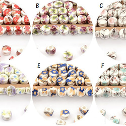 セラミック 花柄 和柄 2個 ビーズ 陶器 ハンドメイド 手芸材料 色選択自由 1枚目の画像