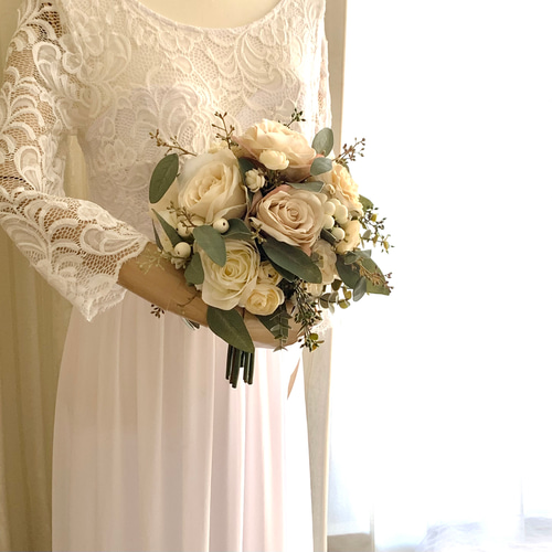 アンティーク ウェディングブーケ クラッチブーケ 造花 アーティ