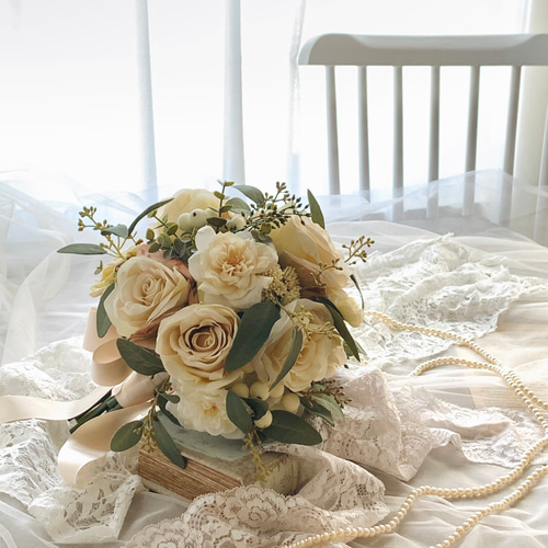 アンティーク ウェディングブーケ クラッチブーケ 造花 アーティ