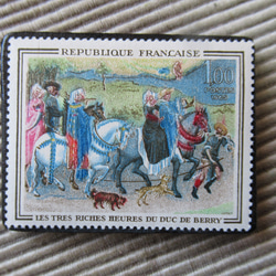 フランス　美術切手ブローチ　2855 1枚目の画像