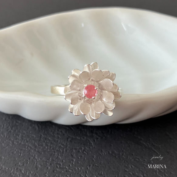 {ジルコニア] Lotus 蓮の花のリング silver 4枚目の画像