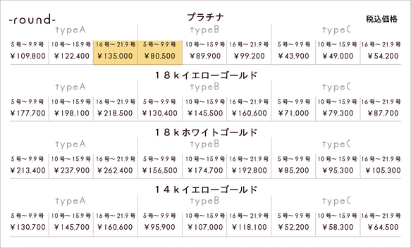 Pt900・甲丸・鏡面・typeA/typeB【ペアリング】 2枚目の画像