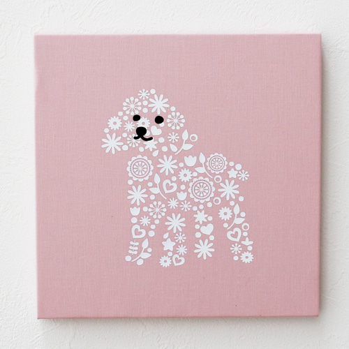 トイプードルのパネル M-707【10色】/白 のファブリックパネル  