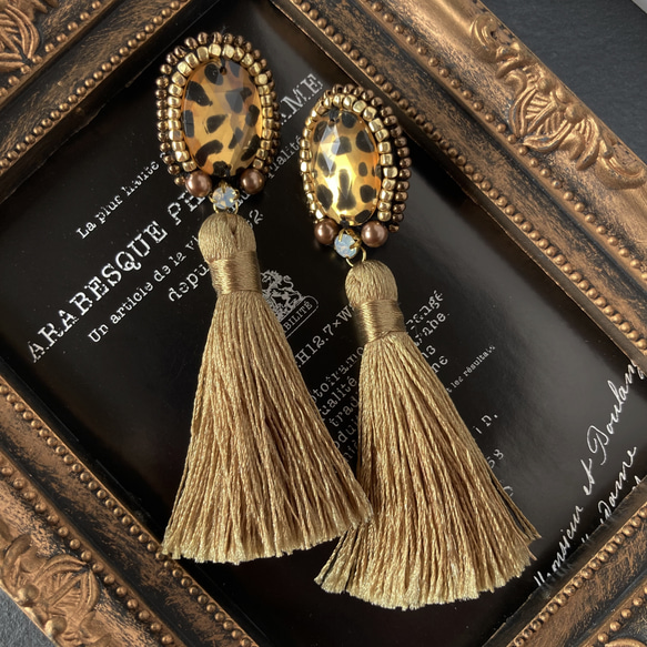 ヒョウ柄 秋冬 ピアス インポート イヤリング変更可 レオパードダイヤ  