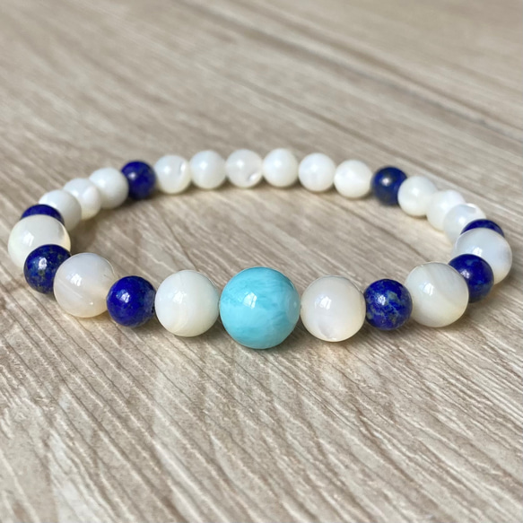 ラリマー 永く ブレスレット 天然石 ラピスラズリ 