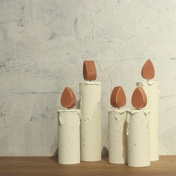 蠟燭木製圓柱形 S 尺寸物體裝飾品斯堪的納維亞時尚 第4張的照片