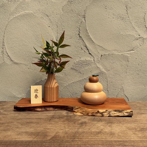 割引価格！】木の鏡餅 Sサイズ｜桐箱入り 木製 かがみもち お正月