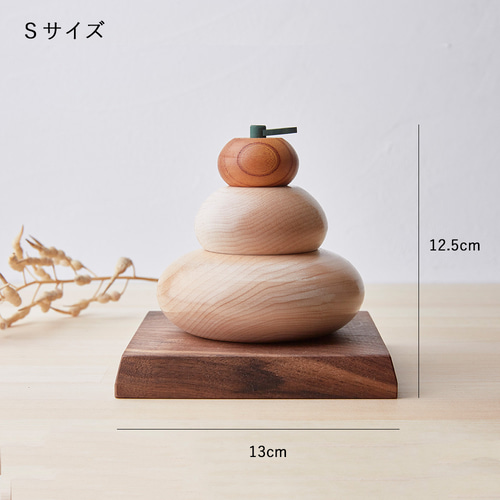 割引価格！】木の鏡餅 Sサイズ｜桐箱入り 木製 かがみもち お正月