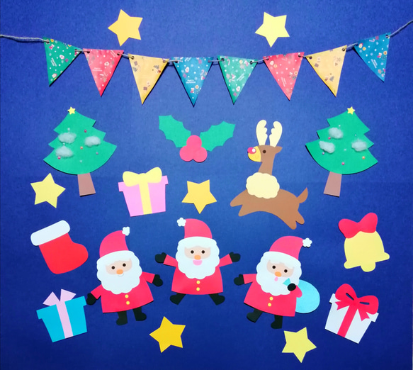 【人気】クリスマス ガーランド サンタ ハンドメイド クリスマス サンタさん 壁面 飾り ガーランド ハンドメイド ガーランド