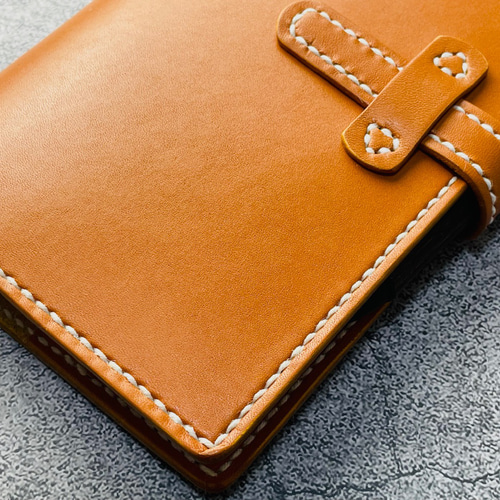 手縫】ほぼ日手帳weeks用キャメル色本革カバー※アジャスト機能の
