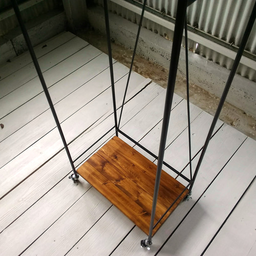 アイアン ウッド ハンガー ラック コンパクト （キャスター付き