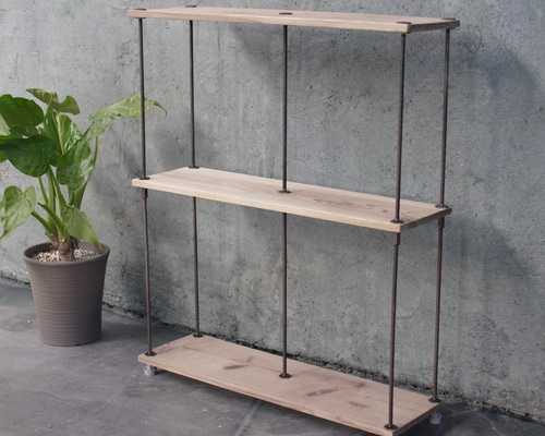 SALE【即納＆送料込】wood iron shelf 730*600*180〈サンドカラー