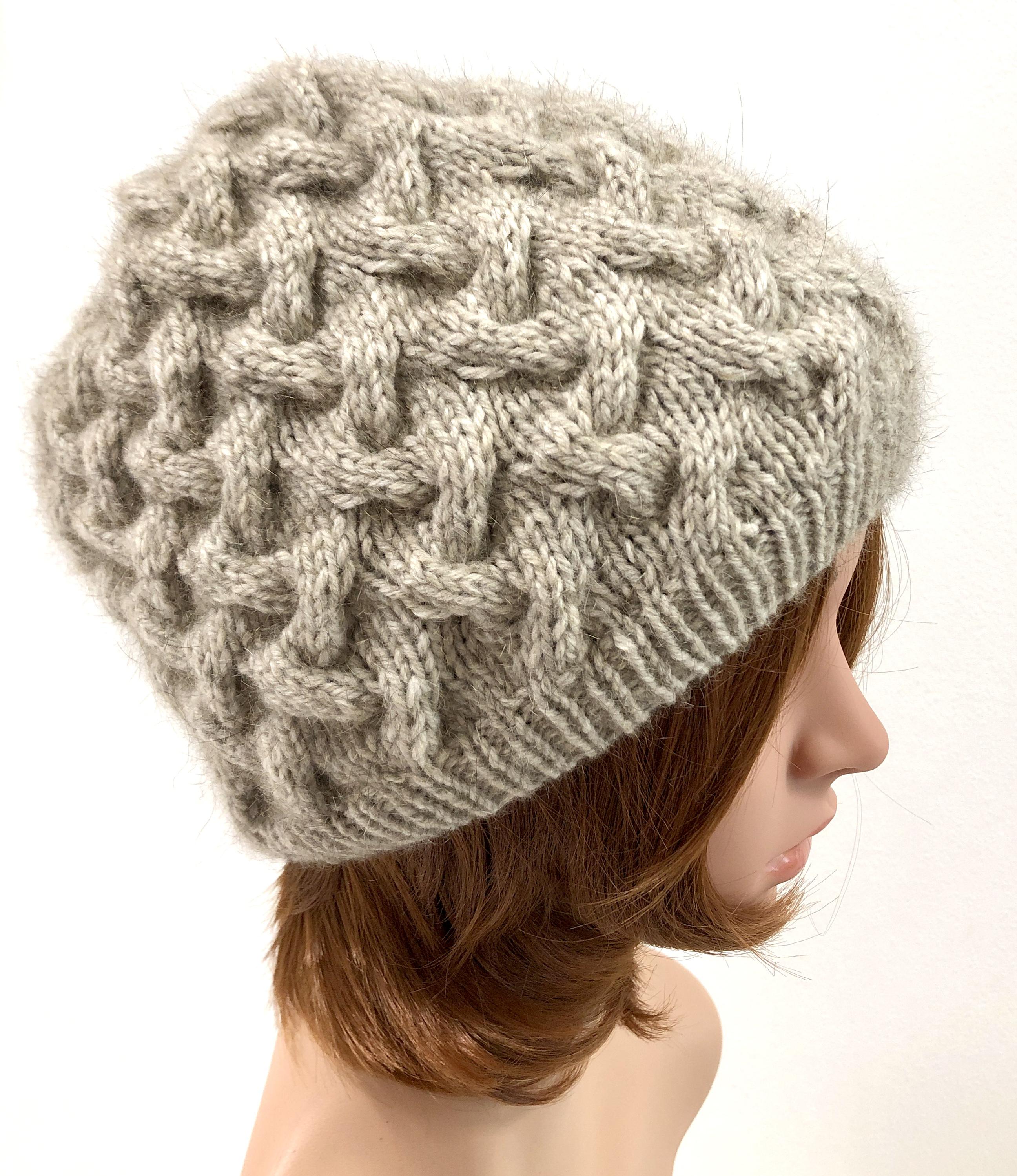 ☆受注制作☆　NZポッサム・メリノ　なわ編み帽