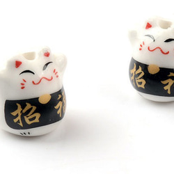 2個 招き猫 猫 陶器 手芸材料 アクセサリーパーツ ハンドメイト 色&デザイン選択自由 3枚目の画像