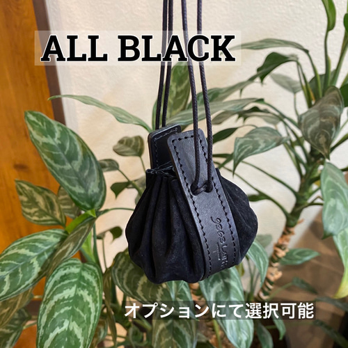 本革専門店_ピッコロ／ブラック（巾着型小物入れ） 小銭入れ・コイン