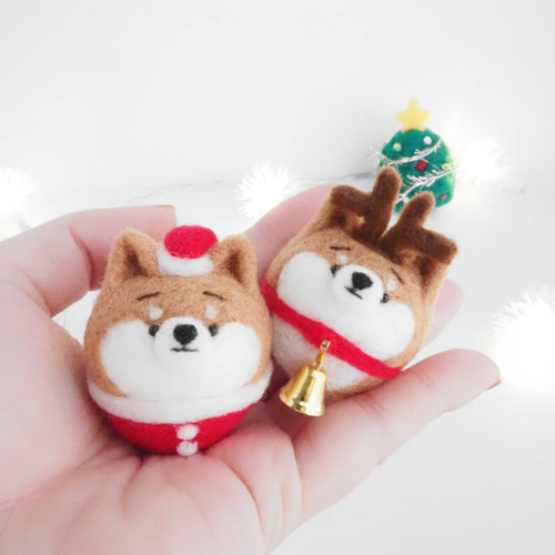 ☆rara しば犬 豆柴 サンタ クリスマス 羊毛フェルト クリスマス飾り ☆rara しば犬 豆柴 サンタ クリスマス 羊毛フェルト クリスマス飾り