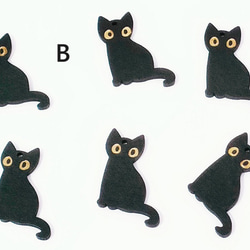 2個 猫 ネコ ウッドチャーム 木製パーツ ウッドパーツ 手芸材料 アクセサリーパーツ デザイン選択自由 2枚目の画像