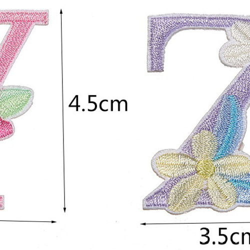 1枚 アルファベット 英文字 花 ローマ字 ワッペン イニシャル 入園